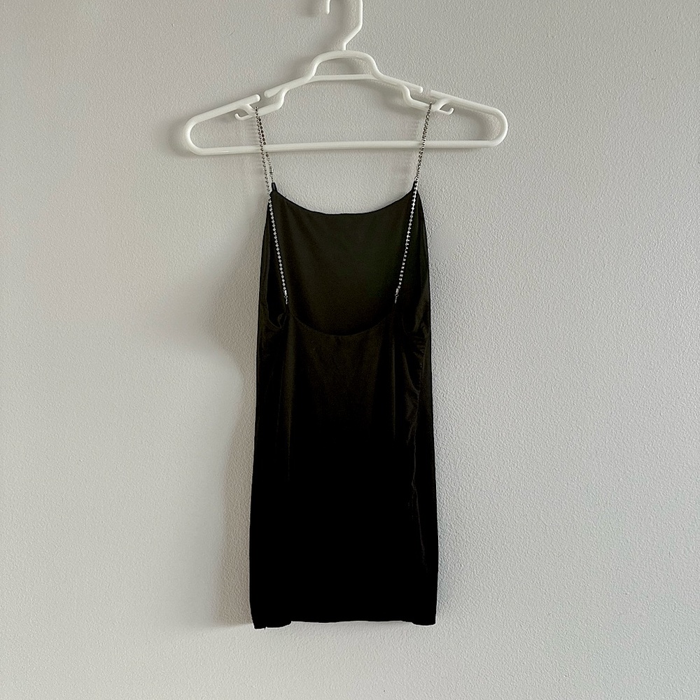 Black Rinestone Strap Mini Dress